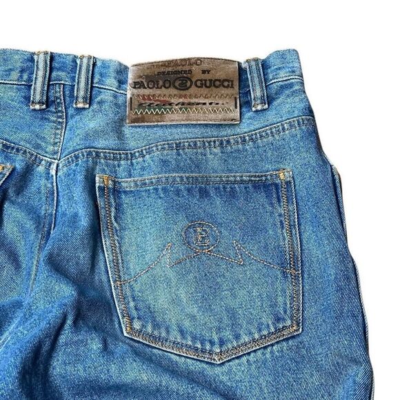 Rare Vintage 90s Paolo Gucci Tupac Biggie Wide Leg Jeans 34 - Picture 7 of 10
